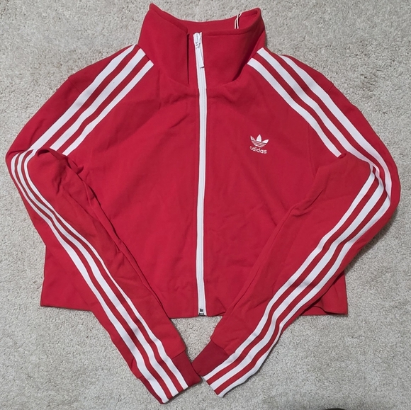 Adidas Women's Cropped Track Jacket S Red - Picture 1 of 12